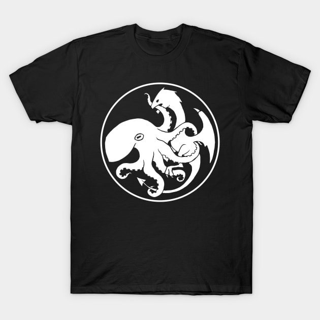 Dragon and Kraken WHT T-Shirt by mycologist